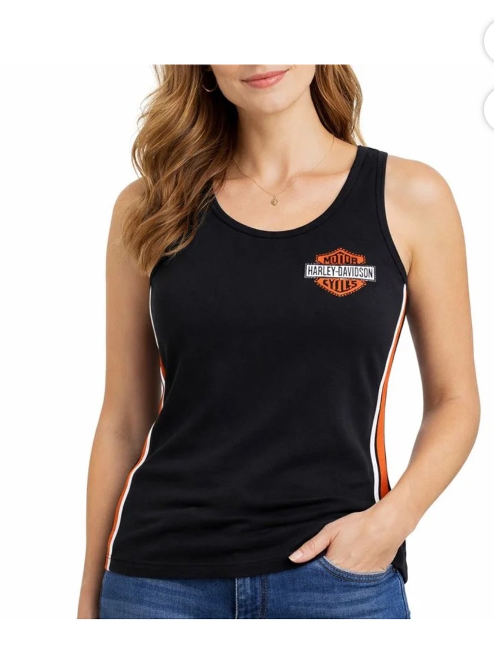Harley-Davidson Black Tank Top with Orange Side Stripes